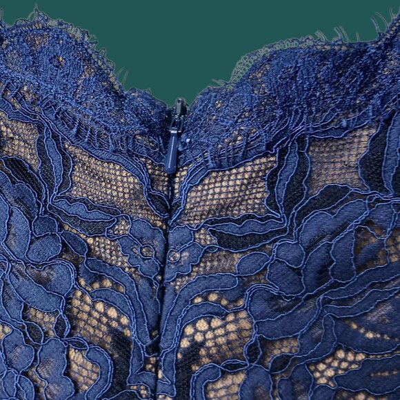 Tadashi Shoji Lace Off-The-Shoulder Sheath Dress Royal Blue Size 8 - Picture 14 of 16